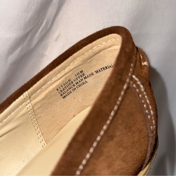 Kelsi Dagger 4” wedge heel brown suede penny loafer size 10 NWOT - Picture 12 of 14
